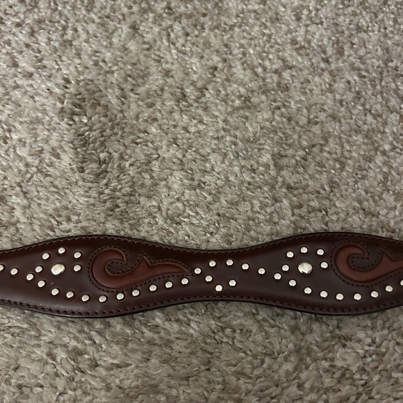 Resistol Leather belt. Western buckle. Wave design with inlay and silver studs. - Picture 3 of 12